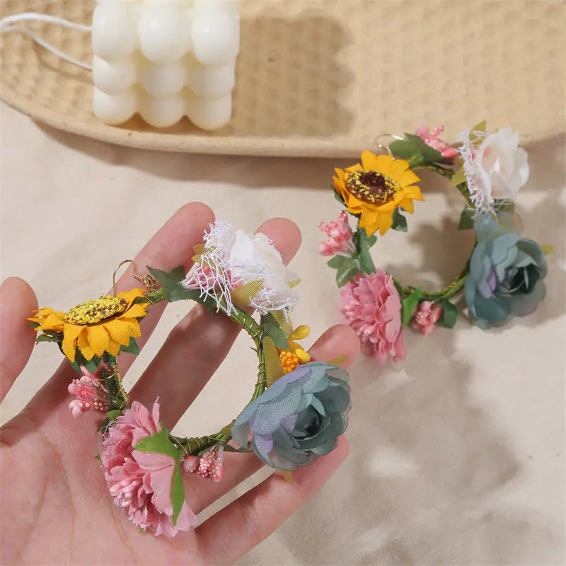 Boho Exaggerated Flower Hoop Earrings for Bridesmaids