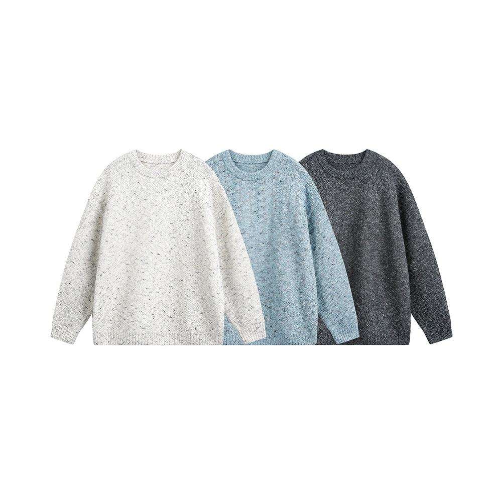 Solid color round neck loose pullover sweater