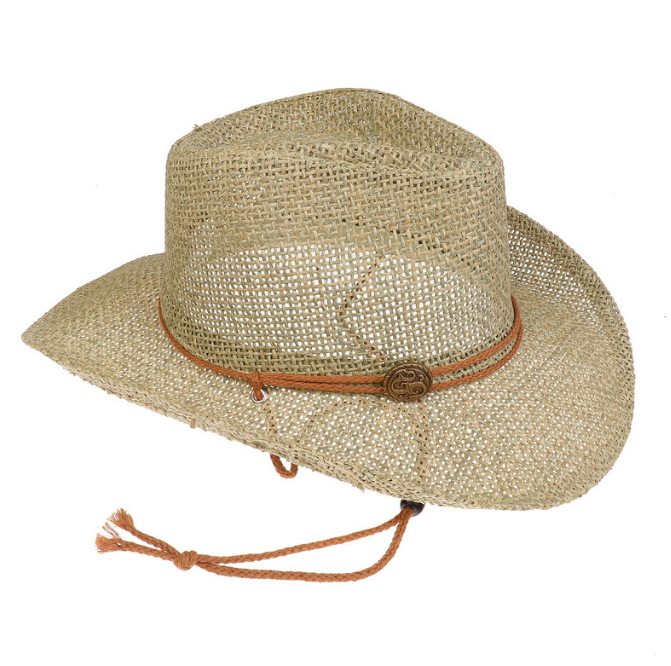 Cowboy Straw Hat Cross border Western Cowboy Hat Outdoor Seaside Tourism Hollow Camping Beach Sunshade Hat