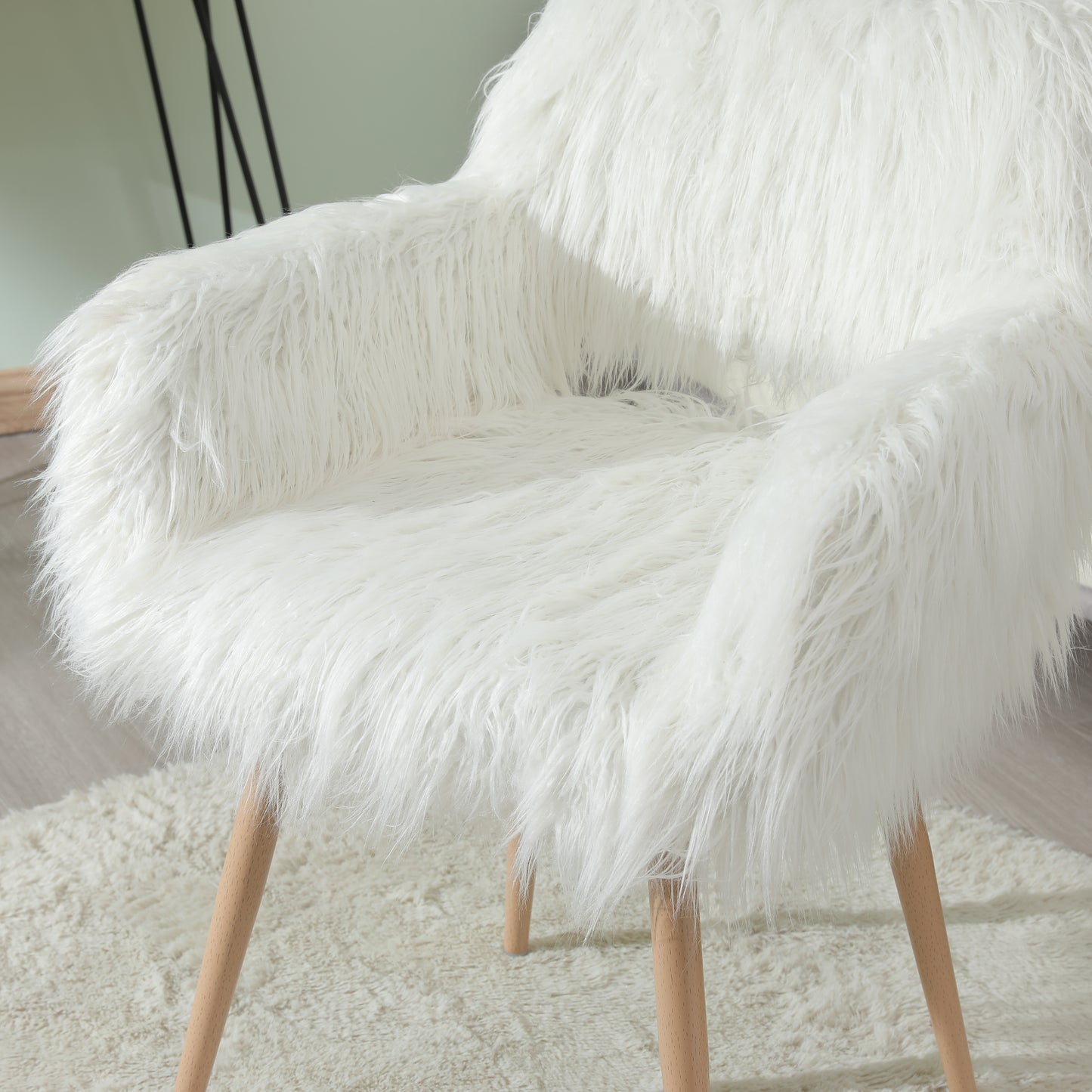 WHITE Faux Fur Upholstered Make up chair