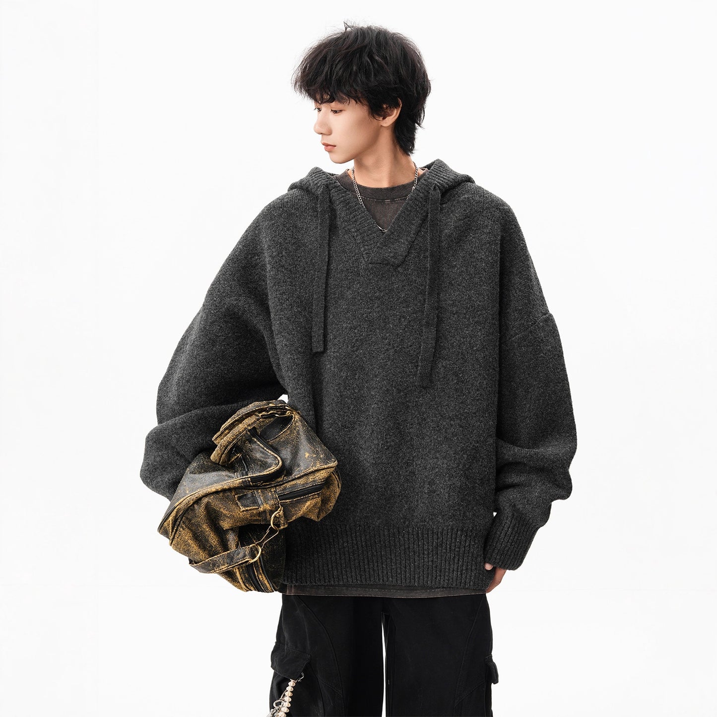 Classic V-neck Hooded Sweater