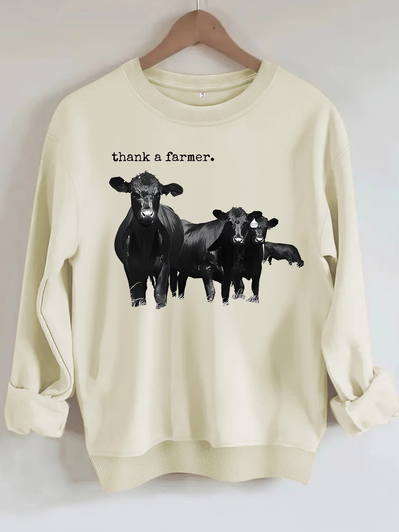 Cowboy and letter printed long sleeved sweatshirt