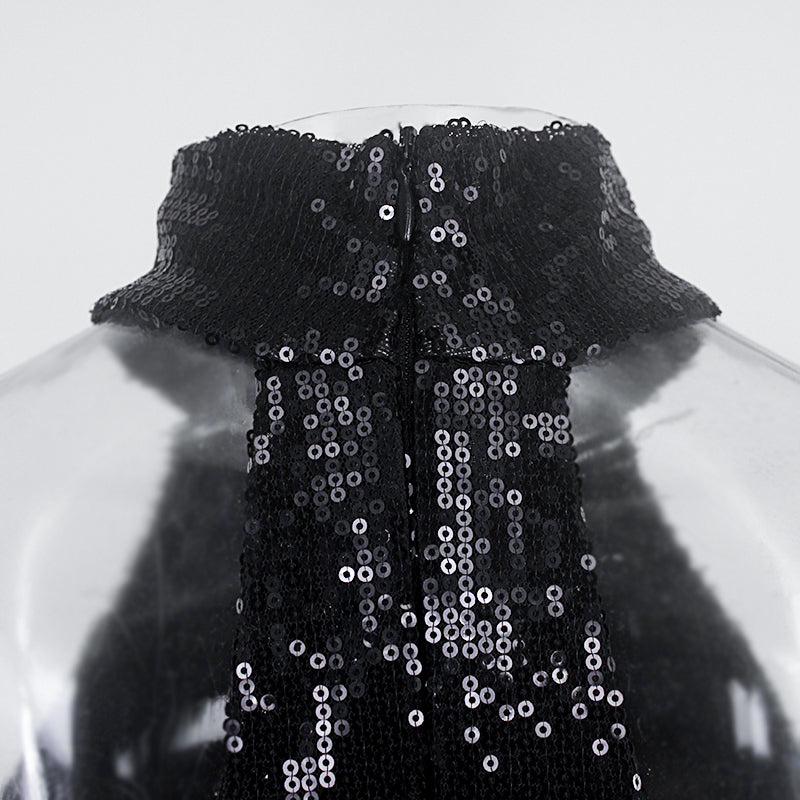 Jumpsuit Sexy Halter Off Shoulder Black Sequin Jumpsuit