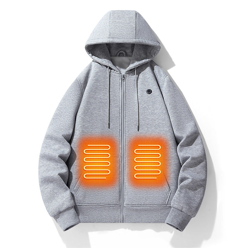 Zipper cardigan heating hoodie