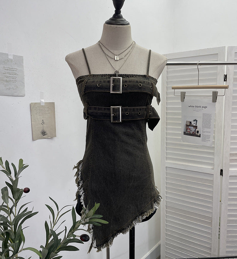 Cowboy strapless sleeveless irregular short camisole vest