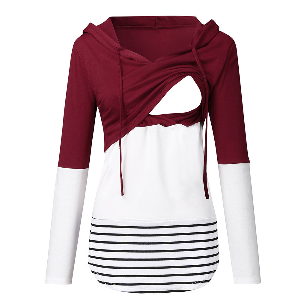 Maternity Autumn and Winter Colorblock Long Sleeve