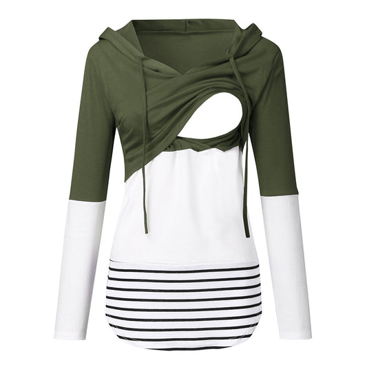 Maternity Autumn and Winter Colorblock Long Sleeve