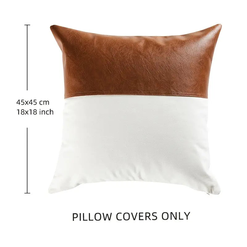 Chic Faux Leather Boho Pillow Cover 18x18