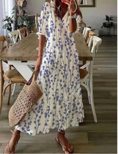 Boho Chic V-Neck Tassel Long Dress