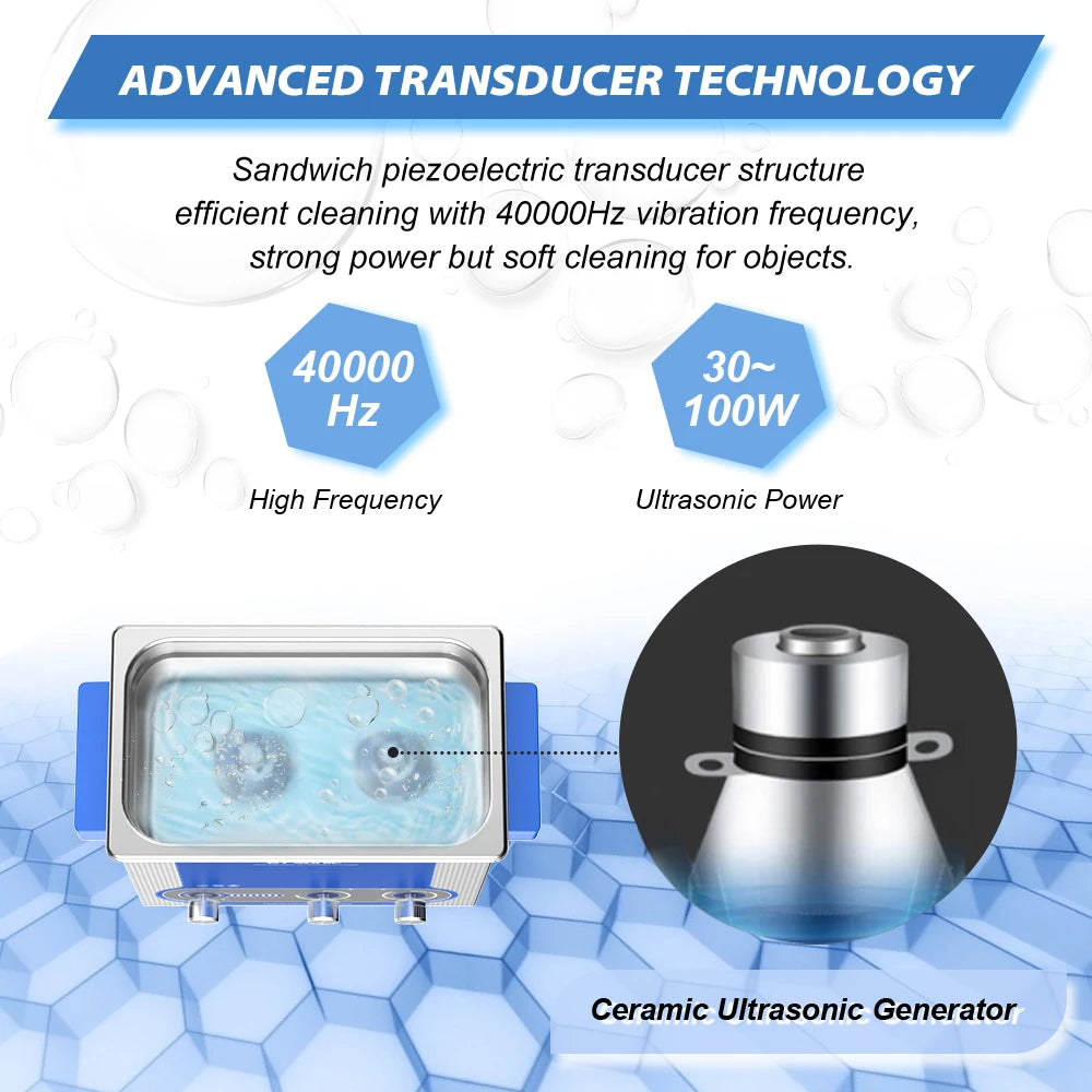 GT SONIC Ultrasonic Cleaner 3L 100W Knob Control Panel 40kHz Heating Timing SUS 304 Tank Basket Ultrasonic Bath Cleaning Tool