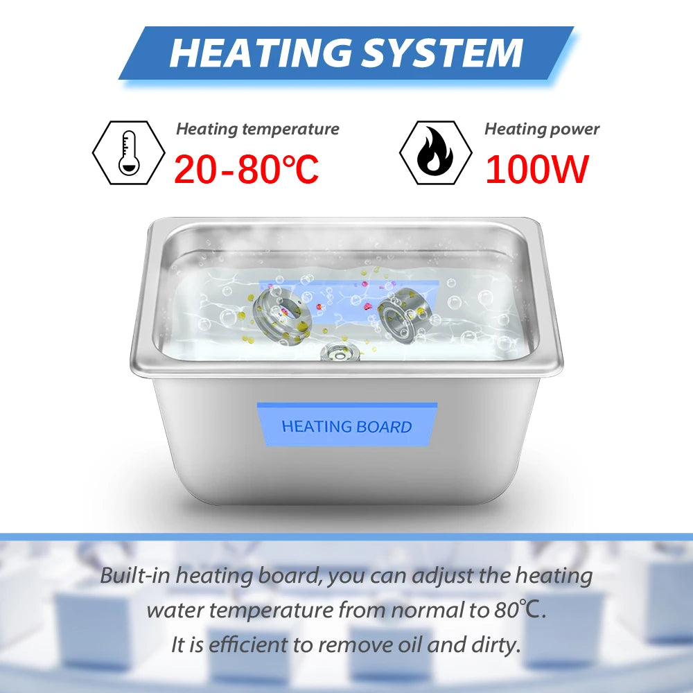 GT SONIC Ultrasonic Cleaner 3L 100W Knob Control Panel 40kHz Heating Timing SUS 304 Tank Basket Ultrasonic Bath Cleaning Tool