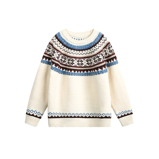 Round neck couple loose sweater