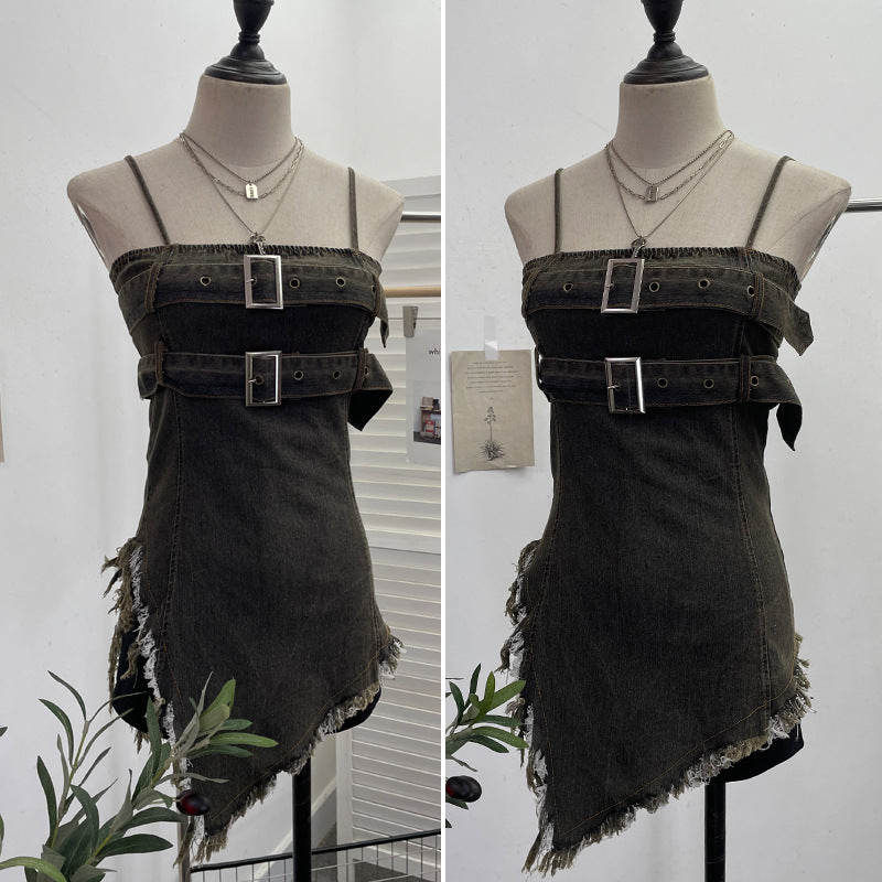 Cowboy strapless sleeveless irregular short camisole vest