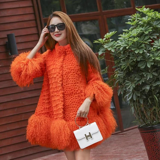 Mongolia Sheep fur sleeve jacket