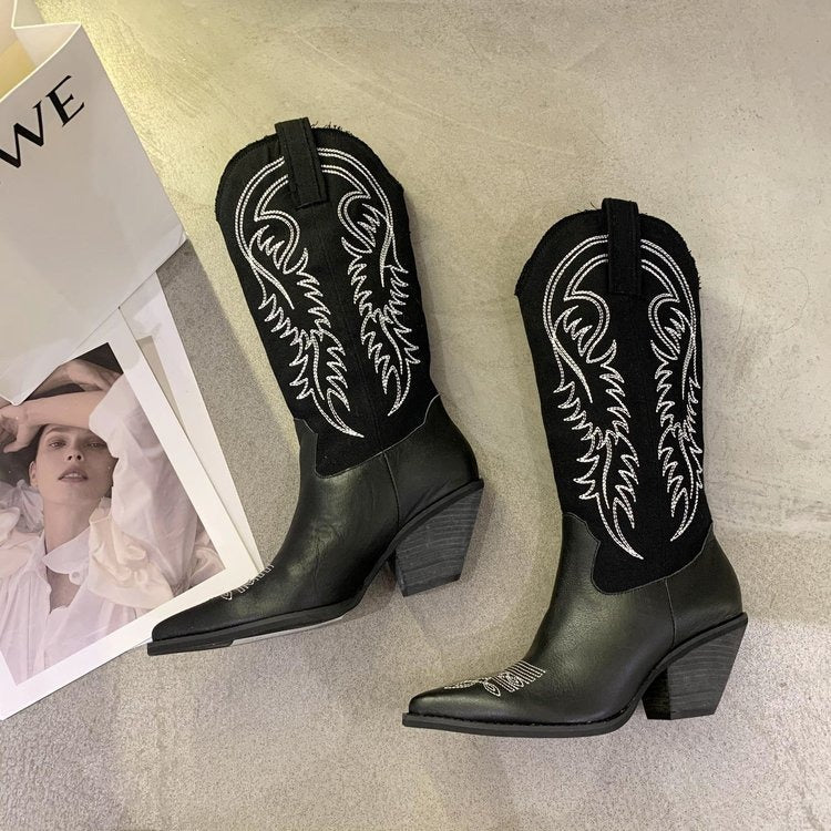 Fashion Embossed Microfiber Leather Women Boots