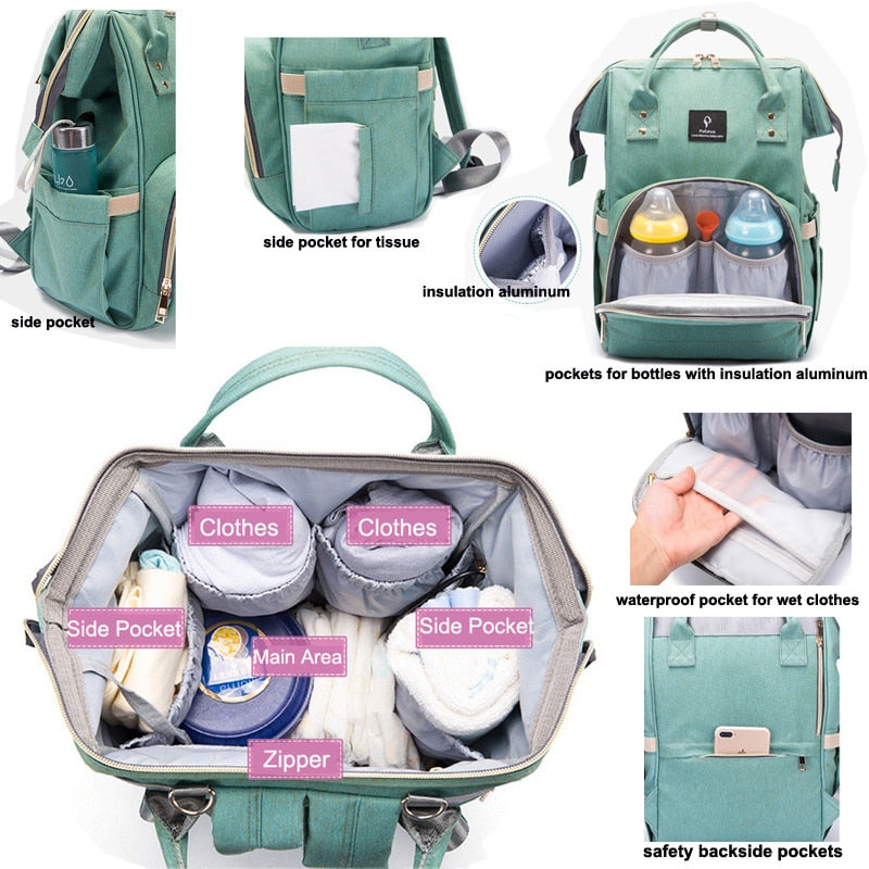 Diaper Bag USB Large Capacity Nappy Bag
