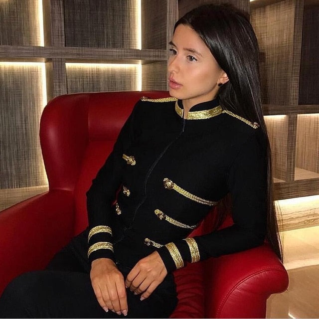 Elegant Long Sleeve Bandage Jacket