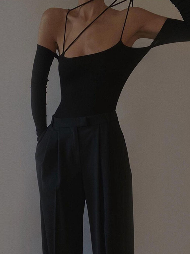 Ins Senior Ladies Sexy Backless Irregular Suspenders
