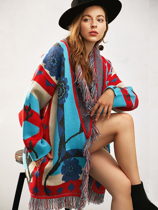 Fuzzy Floral Sweater Cardigan