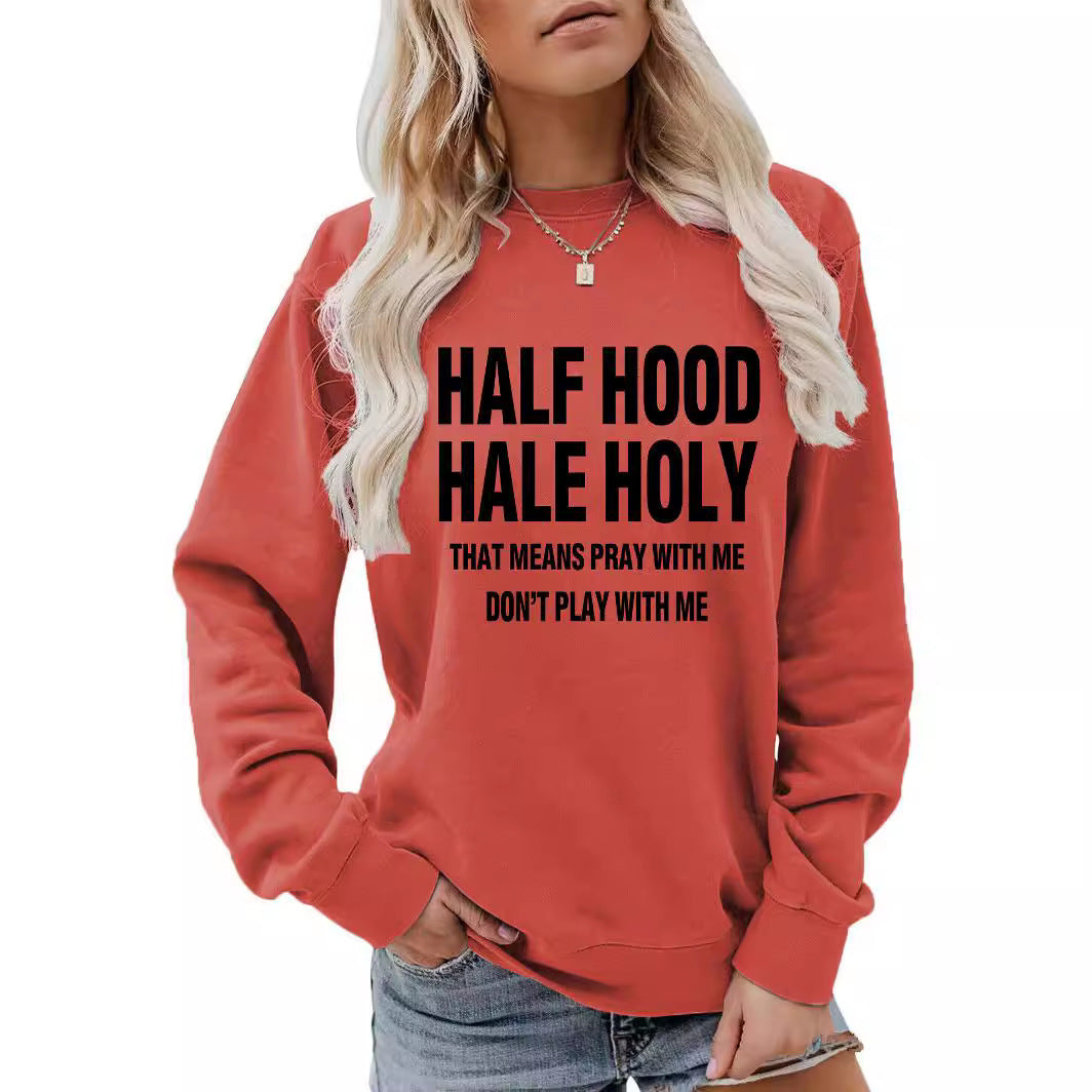Hoodie round neck letter print