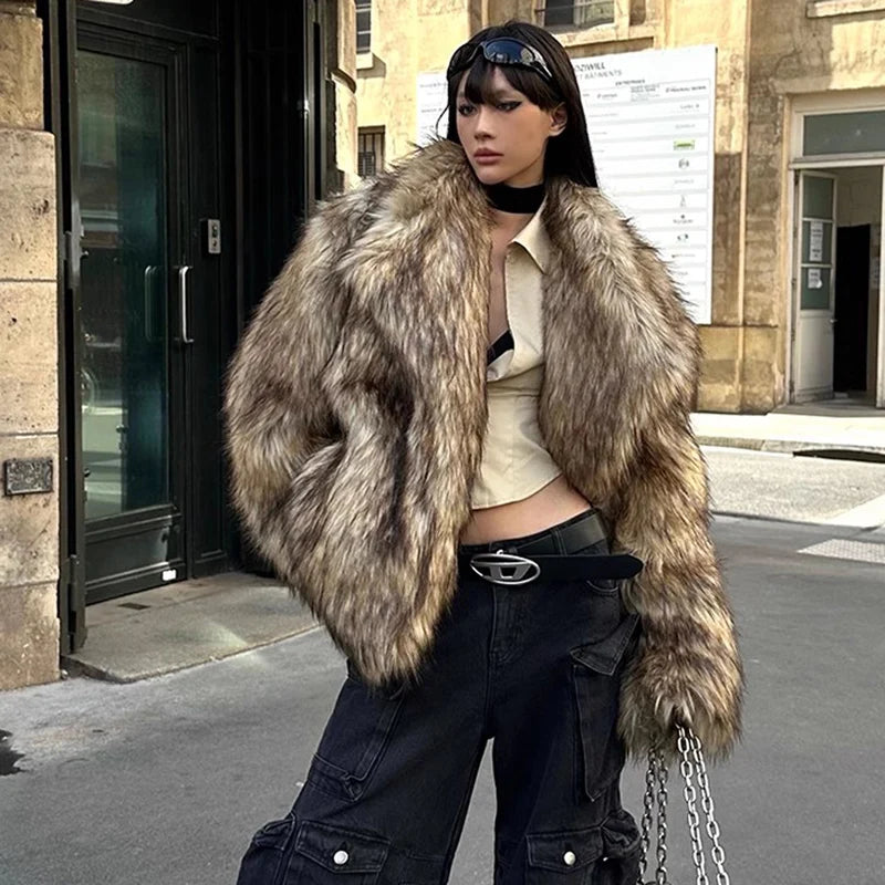 Women's fur coat raccoon fur coat