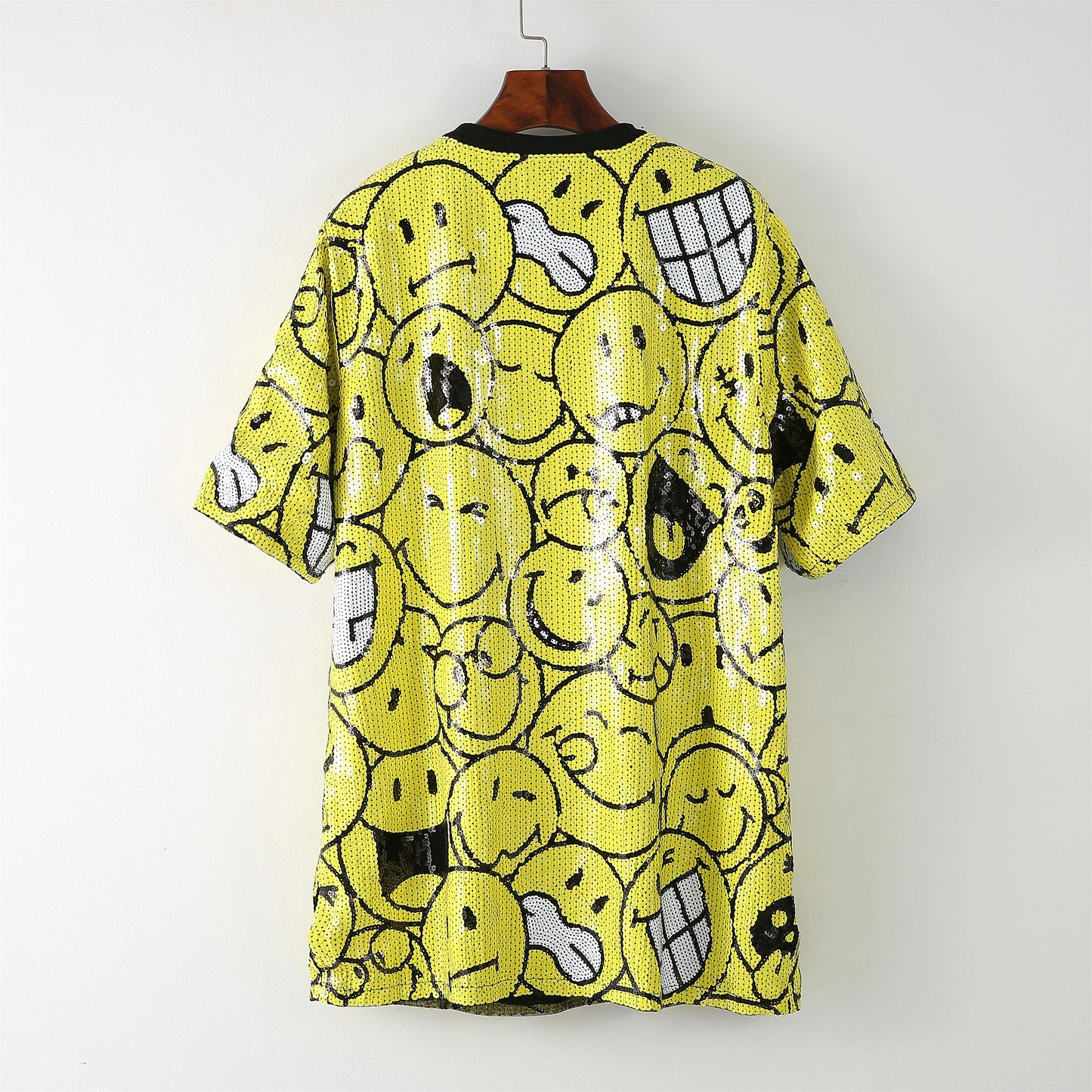 Summer High Quality Female Print Short Sleeve Sequin Streetwear