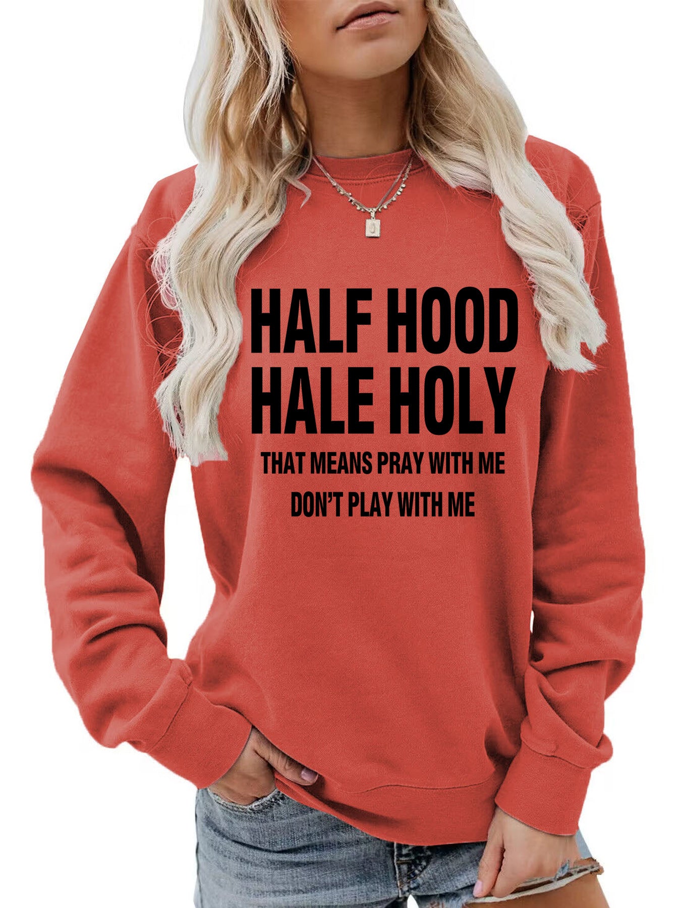 Hoodie round neck letter print