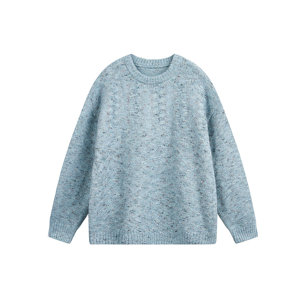 Solid color round neck loose pullover sweater