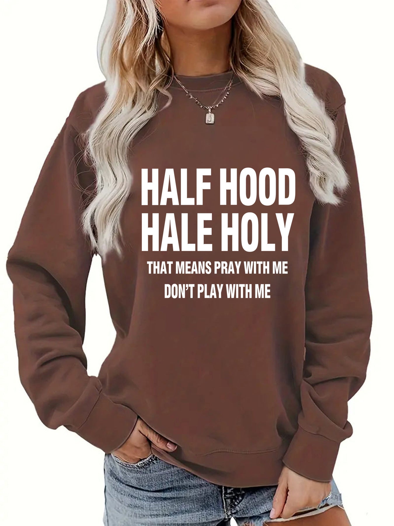 Hoodie round neck letter print
