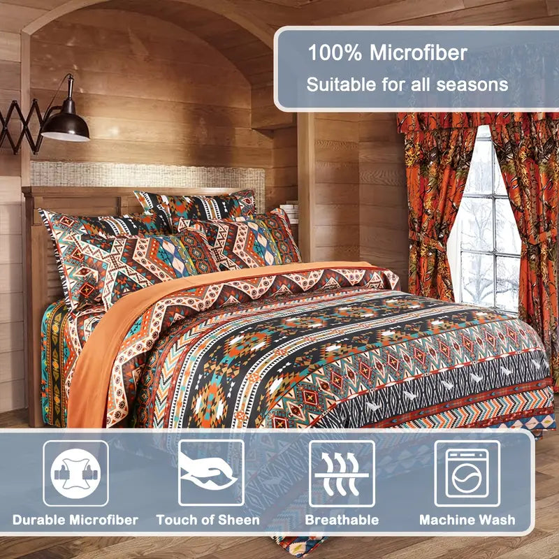 3pcs Boho Striped Geometric Bedding Duvet Cover Set