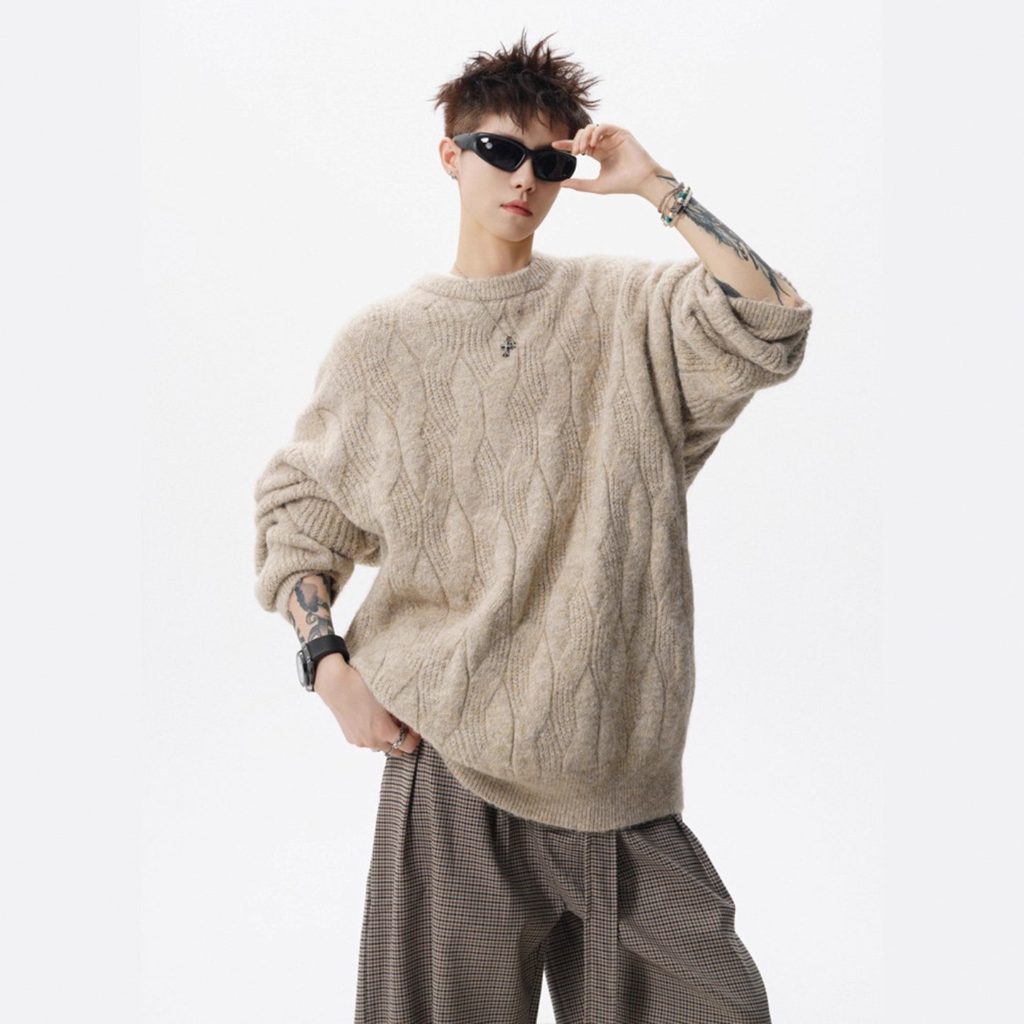 Style Cable Knit Crewneck Sweater