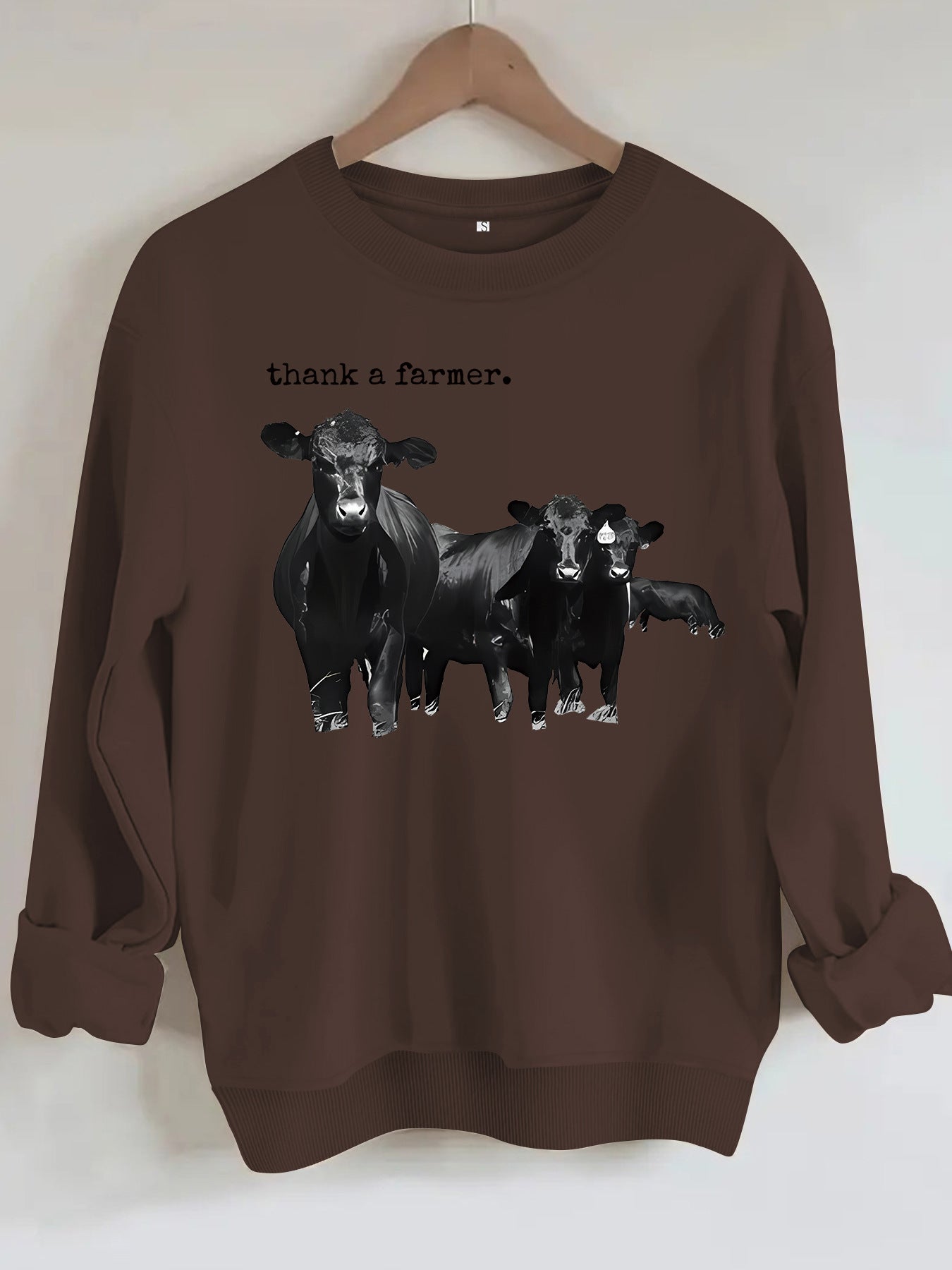 Cowboy and letter printed long sleeved sweatshirt