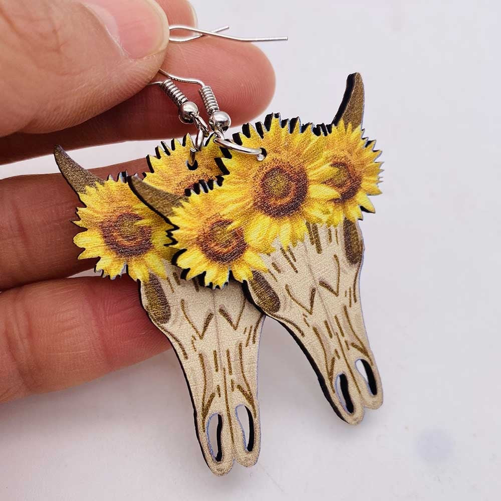 Western Cowboy Wooden Earrings
