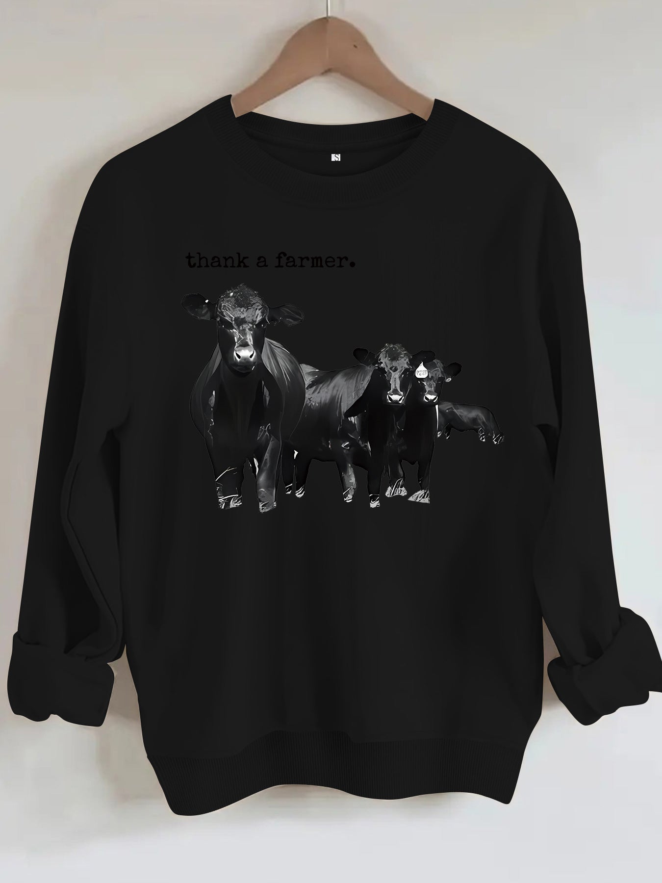 Cowboy and letter printed long sleeved sweatshirt