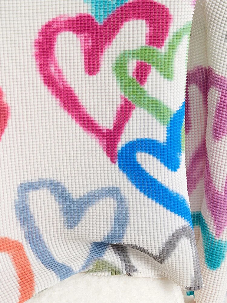 Printed Heart Pleated 2 Pieces Set