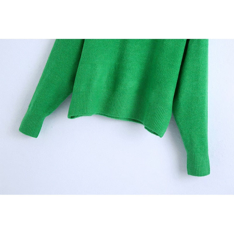 Women Fashion Solid Knit Sweater Top