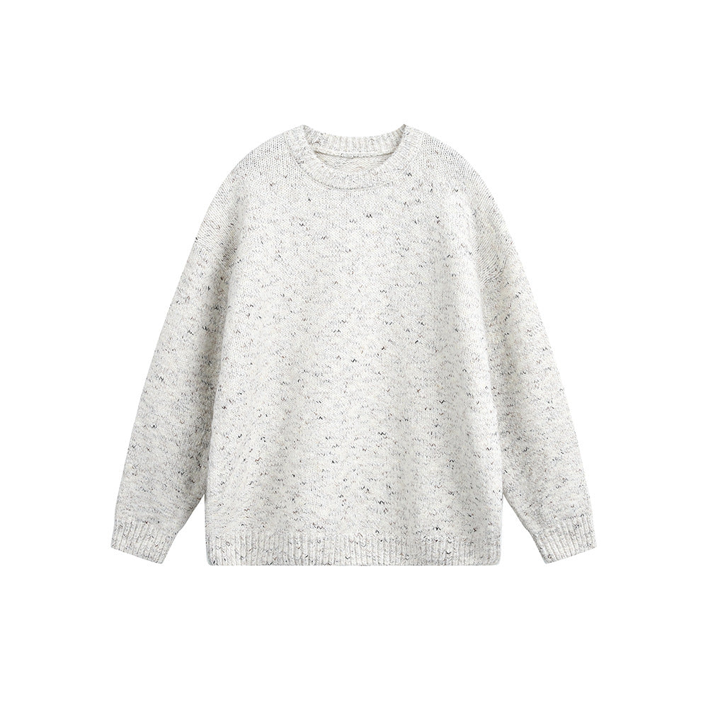 Solid color round neck loose pullover sweater