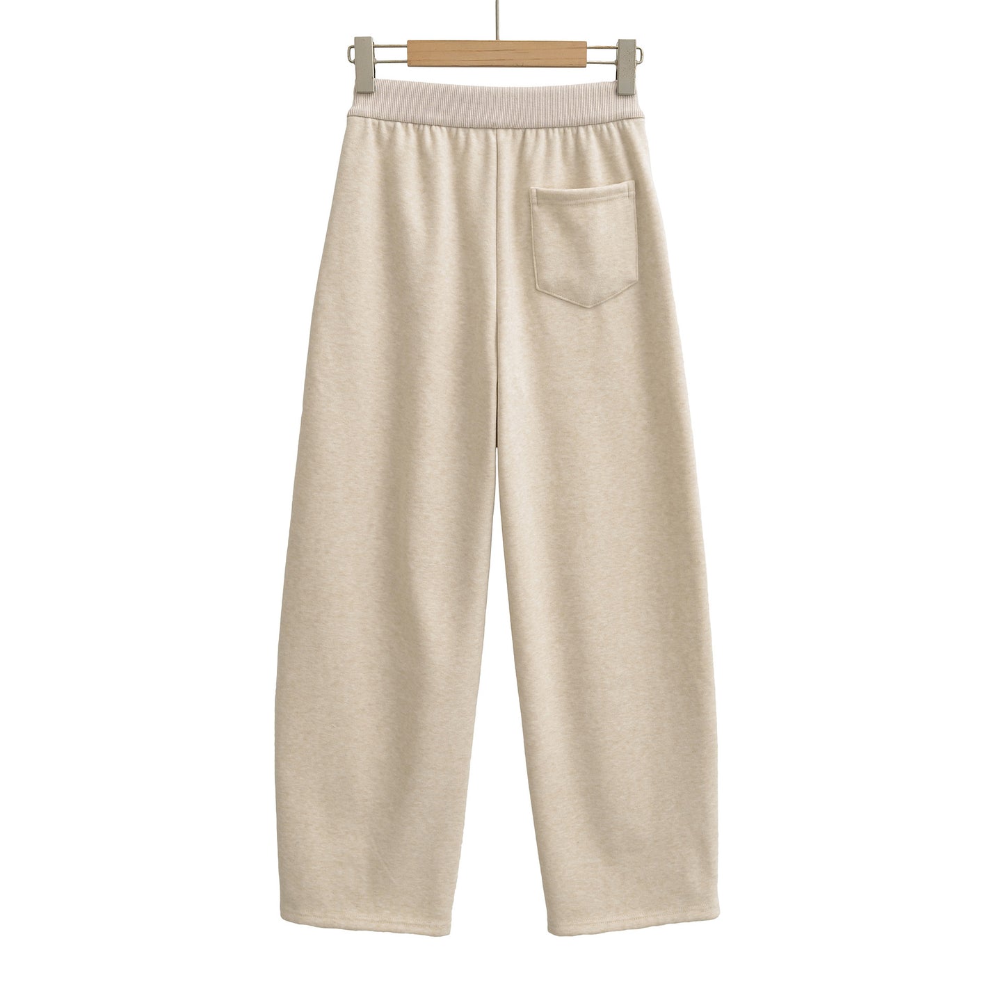 Drawstring elastic waist high waist loose wide leg pants