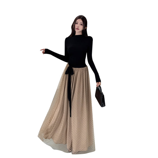 Wave Point French Pure Desire Style Elegant Large A-list Dress