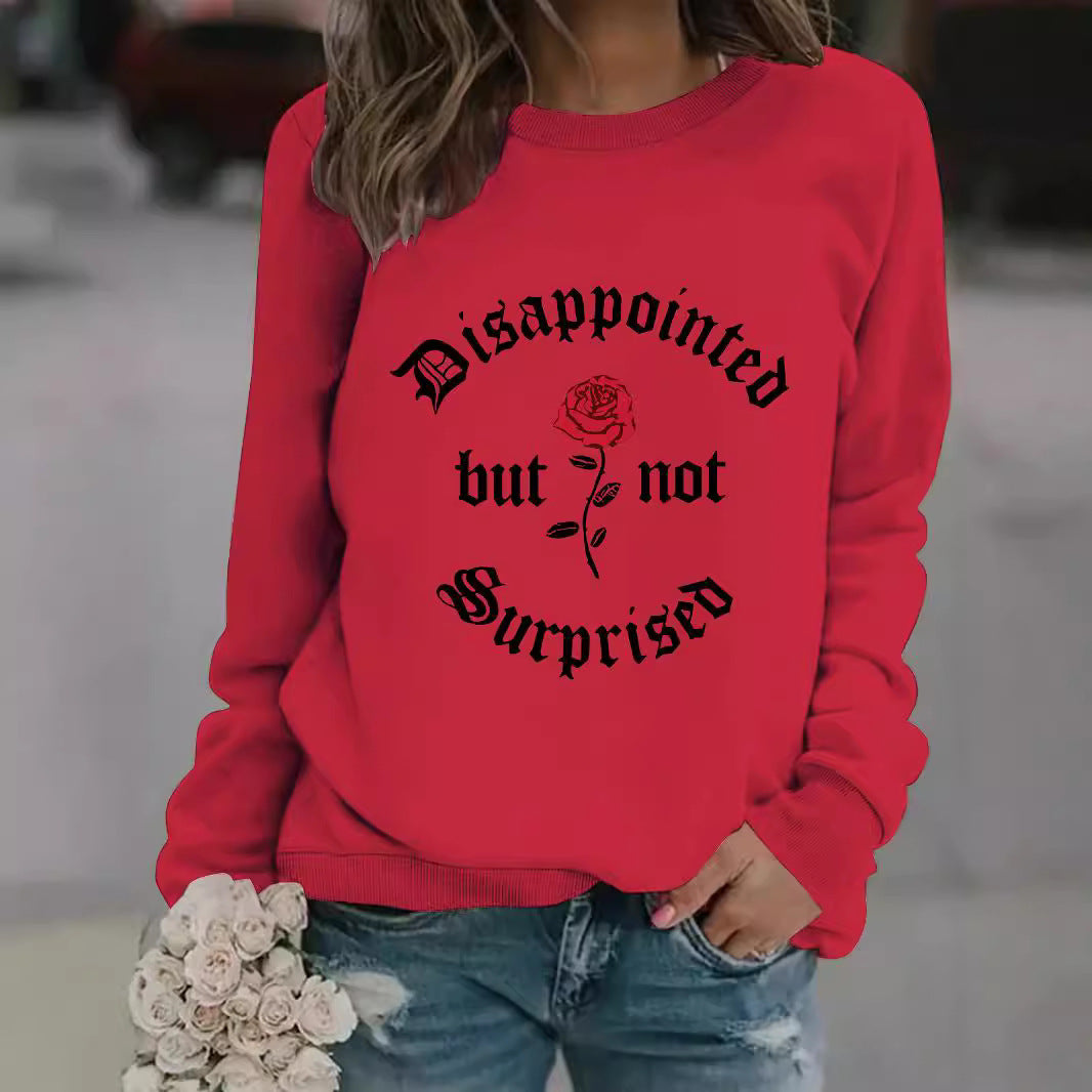 Disappointed rose print pullover sweatshirt
