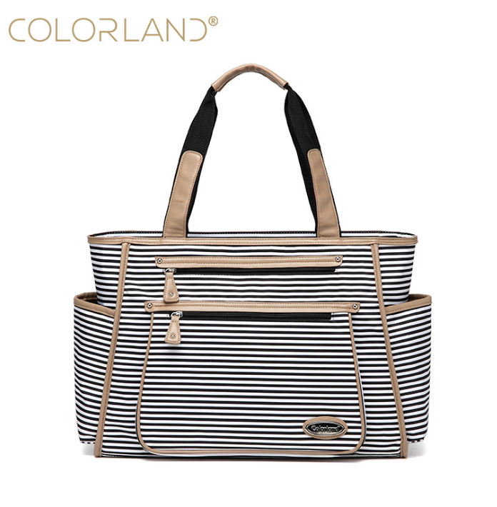 Colorland Black White Stripes Baby Diaper Bag
