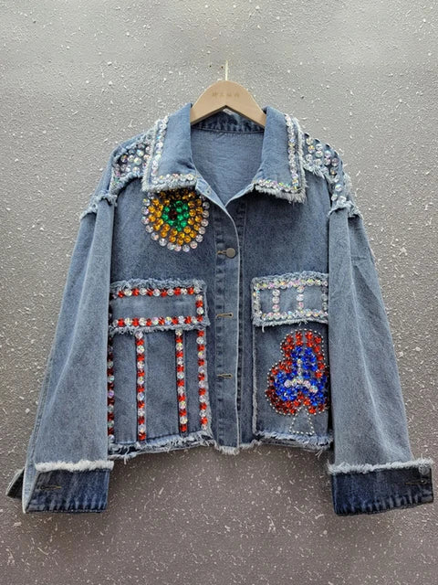 Spliced Diamonds Denim Jacket