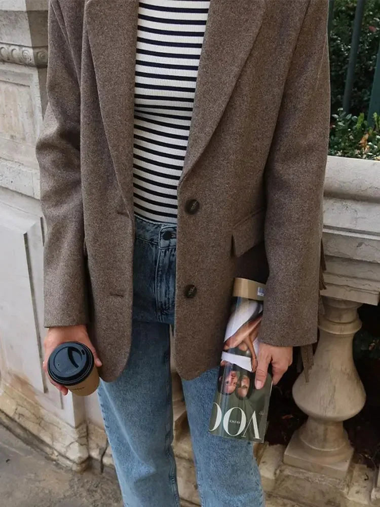 Elegant Women's Tassel Blazer Coat
