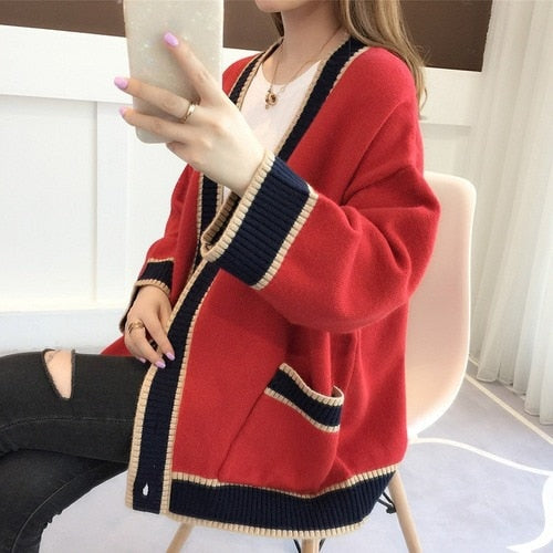 Winter Long Sleeve V-neck Casual Cardigan