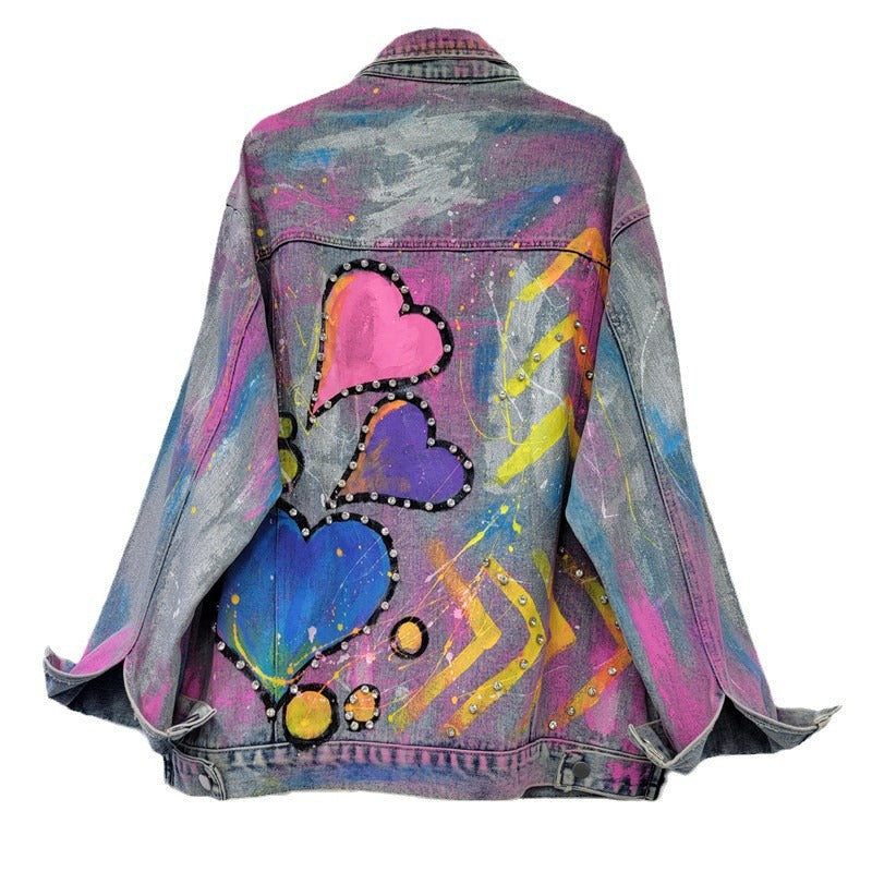 Women Denim Coat Colourful