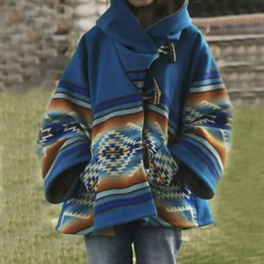 Wool Coat Printed Hooded Coat