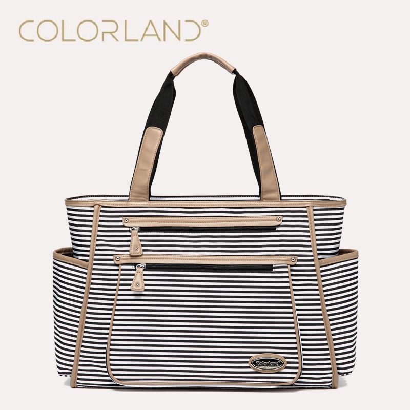 Colorland Black White Stripes Baby Diaper Bag
