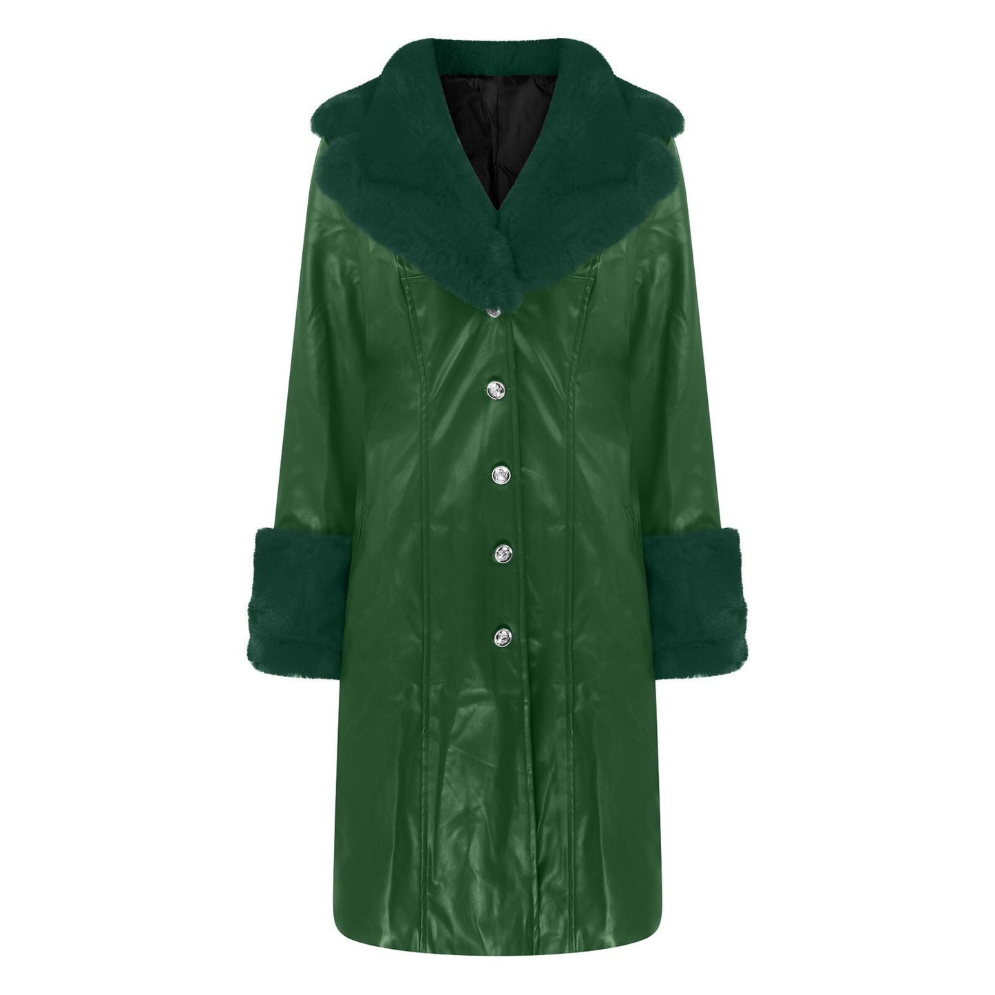 Splice Large Fur Collar Zipper Coat