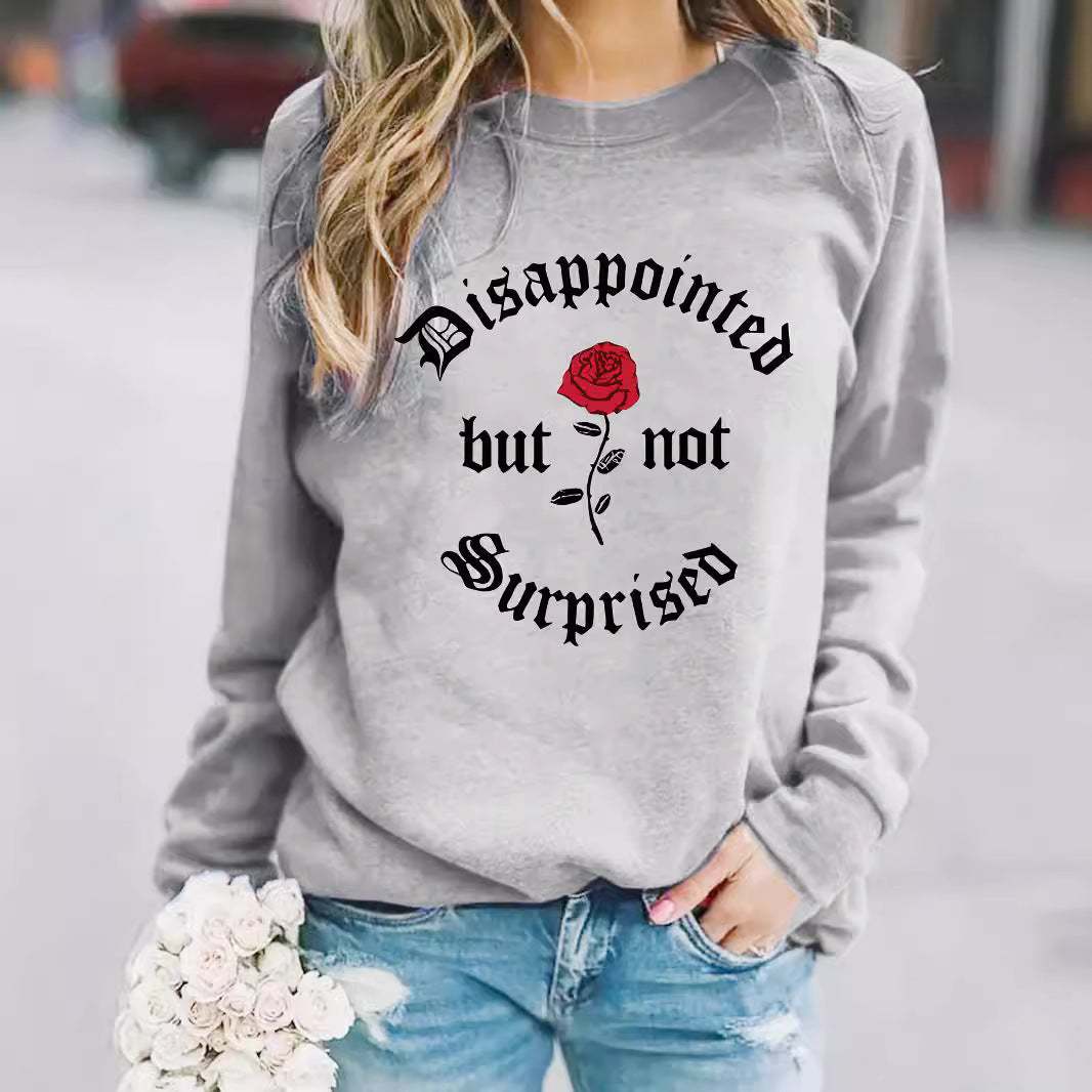 Disappointed rose print pullover sweatshirt