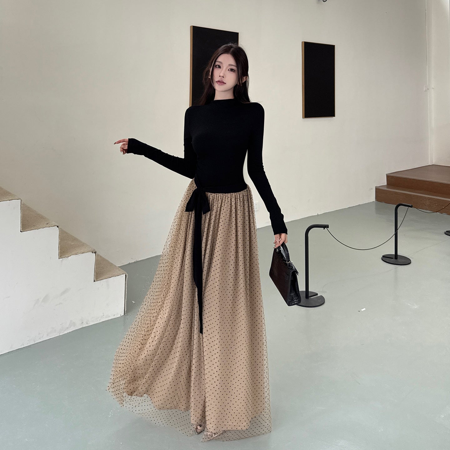 Wave Point French Pure Desire Style Elegant Large A-list Dress